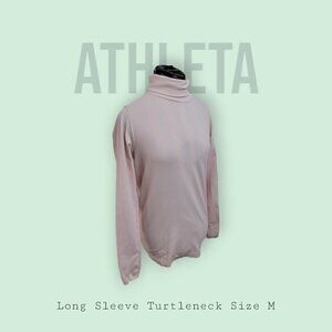 ATHLETA Women's Long Sleeve Turtle Neck Top M Dust Pink